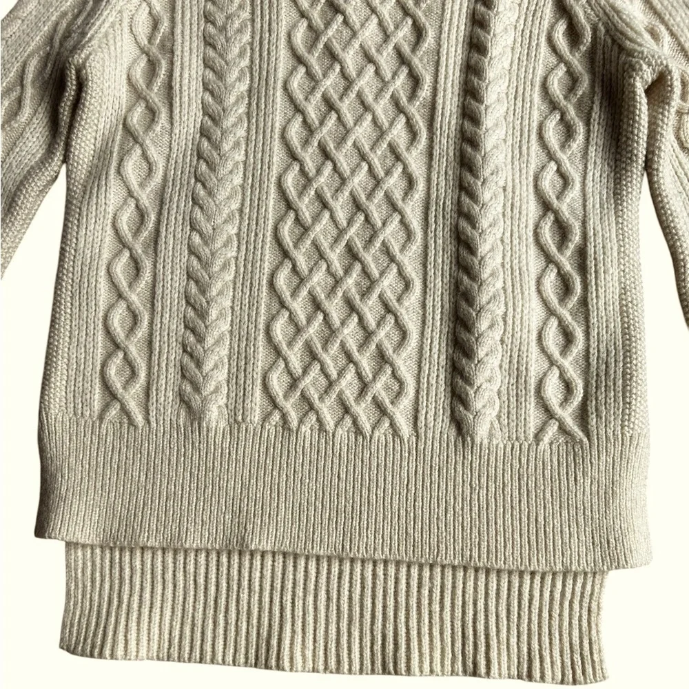 Madewell Women’s Wool Blend Cable Knit Turtleneck Sweater Cream Ivory Warm Sz XS - Picture 6 of 10